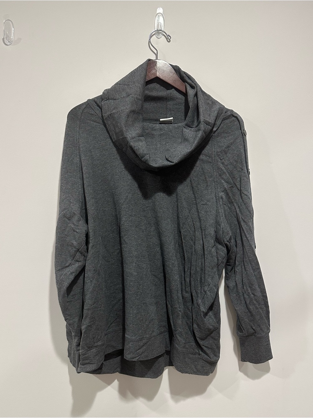 CAbi Charcoal Gray Draped Turtleneck Pullover